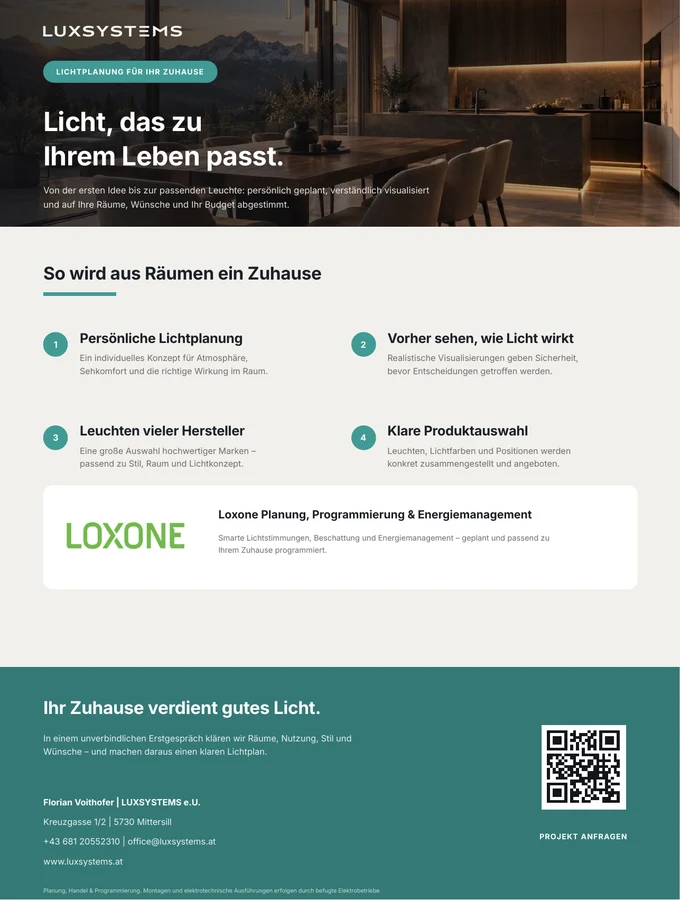 LUXSYSTEMS-Folder zur Lichtplanung herunterladen (PDF)