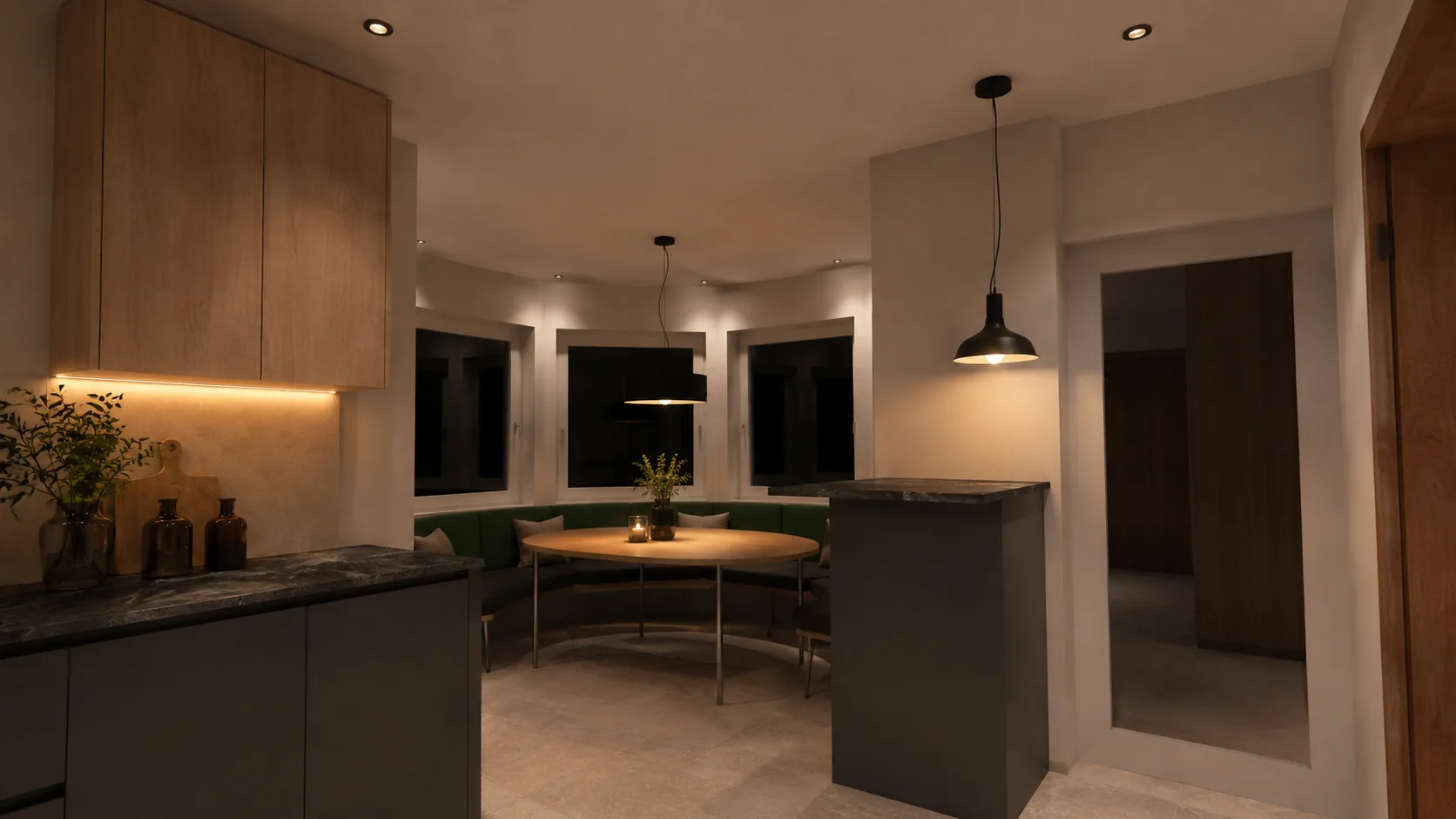 Fotorealistische Lichtvisualisierung der Küche Lerch in Uttendorf